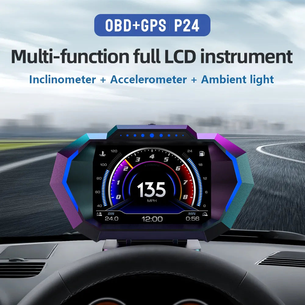 Affichage tête haute OBD + GPS HUD P24