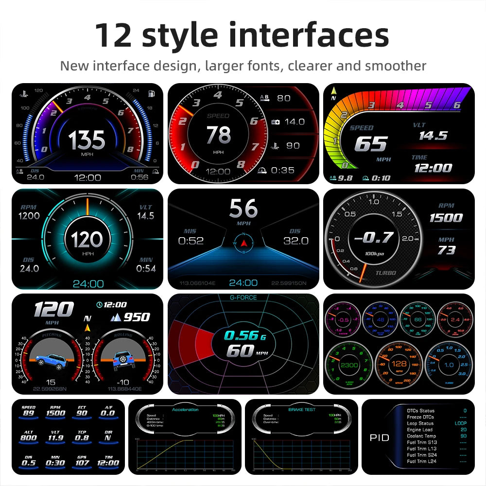 Affichage tête haute OBD + GPS HUD P24